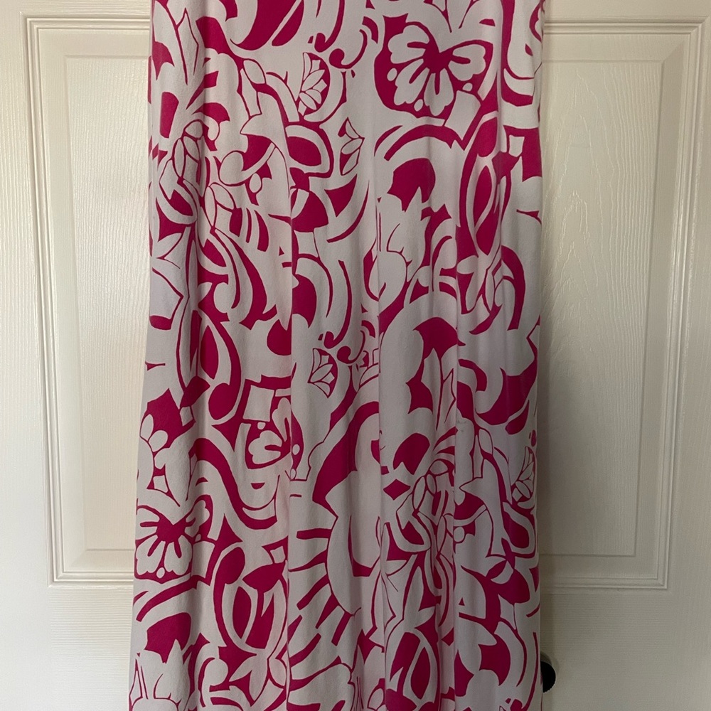 Talbots Fuschia/white large floral Pattern Maxi A-line skirt.